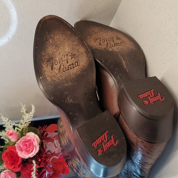 Men TONY LAMA MT0102 smooth quill ostrich leather western style boots (sz 8.5D) - Picture 9 of 10